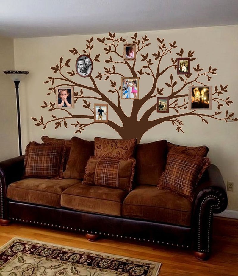 MAFENT Giant Family Photo Tree Wall Decal Mural Art Vinyl Wall Stickers Living Room Baby Room Decor (Brown) - Image 1